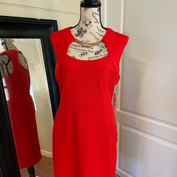 NWT - Bisou Bisou Fitted Dress with Gold Embellishment. Size 12. - Picture 2 of 5